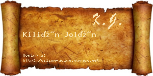 Kilián Jolán névjegykártya