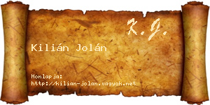Kilián Jolán névjegykártya